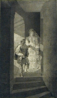 Лестница в Большой башне замка Аркур Литография (первая половина XIX века), Франция артикул 3749c.